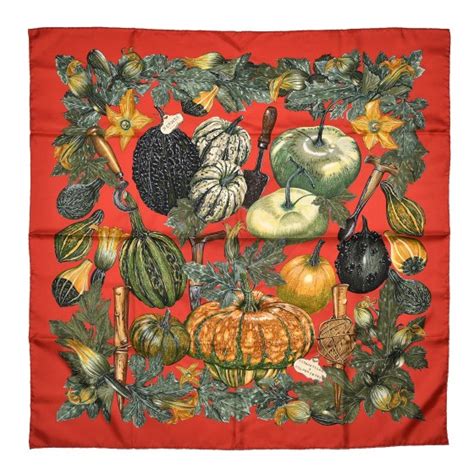 HERMES Silk Citrouilles et Coloquintes Scarf 90 